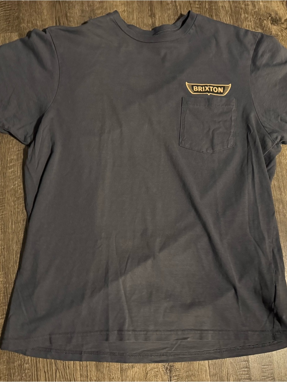 Brixton Tailored Fit Pocket Logo Men's | M | Dark Gray Crew Neck Cotton T-Shirt